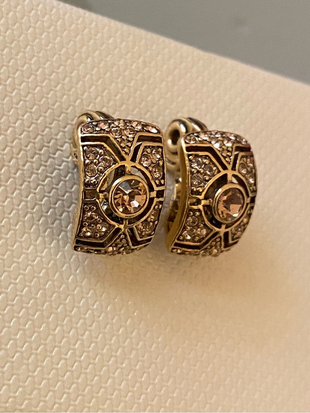 Monet Vintage Black & Gold Clip On Earrings